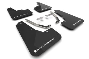 Subaru XV Crosstrek Mud Flap Kit - Front + Rear - Rally Armor - UR Black with White Logo - Black with White Logo - `24-`25 Subaru XV Crosstrek Mud Flap Kit - Front + Rear - Rally Armor - UR Black with White Logo - Black with White Logo - `24-`25